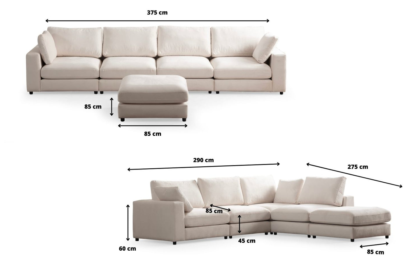 Canapé JULIA MODULABLE AVEC POUF (3+1 OU 4+1)